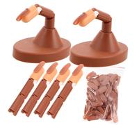 FOMIYES Práctica de Manicura con Prótesis de Mano Kit de Manos Reales para Uñas Dedo Articulado Color Marrón Soporte para Uñas de Práctica para Técnicos de Dedo para Manicura Ajustab