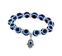 FOMIYES Pulsera de Cuentas Mal de Ojo y Ojo Azul, Joyería de Muñeca de Mano Fátima, Pulsera de Moda Cuentas Turcas, para Mujer, Uso Diario y Fiestas, Tamaño Único