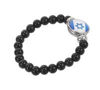 FOMIYES Pulsera de Vidrio de Israel Negro Bandera Cuentas Unisex