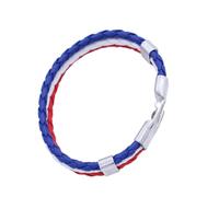 FOMIYES Pulsera Trenzada de Cuero y Aleación Bandera de Francia, Talla Única para Adultos, Pulsera de Campo y Partido de Fútbol, Accesorio Deportivo Unisex para Animar a Tu País