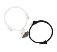 FOMIYES Pulseras para Parejas Ajustables de Cuerda de Algodón 1 Par Negro y Piedra de Deseo en Forma de Corazón Joyería Magnética para Mujer y Hombre Obsequio Romántico para