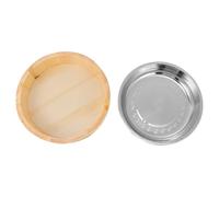 FOMIYES Recipiente para Arroz Bibimbap de Acero Inoxidable Plato de Madera Natural de 23 Cm para Sushi y Mariscos, Cubo de Arroz Coreano Adecuado para Servir Comida Japonesa