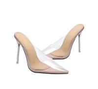FOMIYES Sandalias de Tacón Alto y Transparente Mujer, Diseño Punta Fina, Tacones Acrílicos Delgados, Talla 36 Eu, Verano Fiesta Elegante