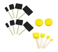 FOMIYES Set de Pinceles de Esponja Redondos para 15 Piezas Mangos de Madera Ergonómicos Pinceles Amarillos y Negros para Pintura Acrílica y Manualidades Infantiles