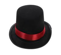 FOMIYES Sombrero de Mago, Gorro de Conjuración de Tejido, 16cm, 1 Pieza, Cinta Roja, Accesorio de Cosplay y Fiesta, para Actuación en Escenario y Roleplay