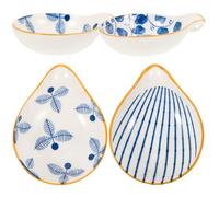 FOMIYES Soporte de Cerámica para Cucharas Resistente al Calor, 4 Piezas Diseño de Línea Amarilla, Porta Cucharas Multiuso para Cocina y Mesa, Reposacucharas Delicado para Utensilios