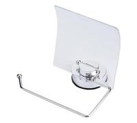 FOMIYES Soporte de Papel Higiénico Ventosa, Caja para Pañuelos de Acero Inoxidable Transparente, Estante Compacto para Cuarto de Baño, Porta Rollos sin Taladro