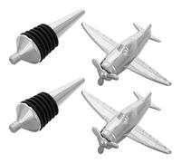 FOMIYES Tapones de Vino de Aleación Metálica en Forma de Avión, 2 Piezas Silicona Selladora, Accesorios para Botellas, Tapón de Sellado Reutilizable para Conservar Vino y Uso en Bar