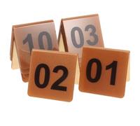 FOMIYES Tarjetas de Mesa Acrílicas Doble Cara 6x6 Cm Color Dorado Brillante, Conjunto 10 Piezas Números 1-10 para Restaurante, Escenas de Detective y Señalización en Eventos