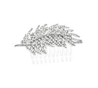 FOMIYES Tocado De Novia Diamantes De Imitación Barretas Velo De Novia Con Lazo De Perlas Accesorios Vine Peines Boda Margarita Nupcial Oro Cabello Flores Horquilla De Hoja Novias Silver
