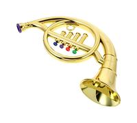 FOMIYES Trompeta de Los Niños Brans French Tuba Tubos TUSOS Musicales INSTRUMENTE METÁLICO Cuerno de Trompeta de Plata Metálica con 4 Teclas de Colores Performance Prop