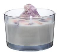 FOMIYES Vela Perfumada de Aromaterapia Decorativa Piedra de Cristal y Vidrio Púrpura, Fragancia Fuerte y Portátil para Dormitorio y Entrada