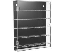 FOMIYES Vitrina para Monedas de Desafío de Acrílico Transparente Base Negra Tamaño 260 X 300 X 50 MM Estuche para Medallas y Pines Soporte para Exhibición Hogar y Oficina