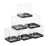 FOMIYES Vitrina Transparente para Minerales 6 Piezas Caja Cuadrada 52X52X52 MM Base Negra Almacenamiento y Exhibición de Especímenes Minerales y Cristales para Colección y Estudio