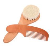 FOMIYES y Peine de Madera el Cuidado del Cabello y Cuero Cabelludo Juego de Cepillo de Lana Set Delicado y Agradable para Bebés Recién Nacidos