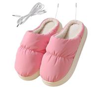 FOMIYES Zapatos Calefactores de Felpa Usb, Pantuflas Eléctricas Calentadoras para Mujer, Calefacción Rápida, Color Rosa, para Uso Doméstico en Invierno, Talla Única