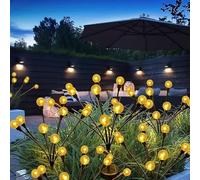FOMOMDI Luces solares de jardín de luciérnaga, 10 luces LED de cristal que se balancean por el viento, luces de hadas al aire libre para patio, cama de flores, camino, boda, Halloween, Navidad
