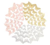 FOMTOR Decoración de pared de mariposa 3D, papel dorado, mariposas y mariposas, decoración de tartas, decoración de pared, decoración de boda, fiesta, 72 unidades
