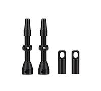 FOMTOR Sin cámara de válvula Presta Tallo, aleación de Aluminio de Tallos con la Herramienta removedor Valor de la Base y Tapas de Válvulas cabido la mayoría de Bicicletas (Negro, 40MM, Par)