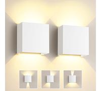 FOMYHEARD Aplique Pared Exterior 6W, 2 Piezas Apliques Pared Interior LED Blanco Ángulo Haz Ajustable Lamparas Pared 3000K Blanco Cálido Impermeable IP65 Luz Exterior Pared Dormitorio Salón Jardin