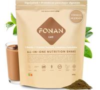 FONAN Batidos Sustitutivos de Comida y Desayuno con Enzimas DigeZyme y Probioticos - Batidos Saciantes Completos y Sanos con Proteina, Carbohidratos, Vitaminas, Minerales y Superalimentos CAFE