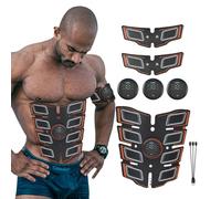 FONCBIEN Abdominales Electroestimulacion, EMS Electroestimulador Muscular USB Recargable Estimulador Muscular, 6 Modos y 15 Intensidades para Brazo/Piernas/Glúteos