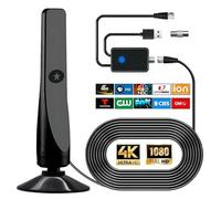 FONCBIEN Antena de TV Interior, Antenas de televisión Digital con Amplificador y Cable Coaxial para Canales Locales Recepción de 360°Antena de TV TDT Incluye Cable Coaxial de 3m