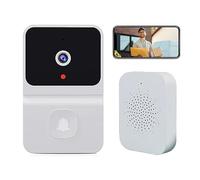 FONCBIEN Timbre Inalámbrico con Cámara, Video Portero Automatico WiFi 480P Almacenamiento en Nube Timbre Inteligente con Visión Nocturna, Audio de 2 Vías (Blanco)