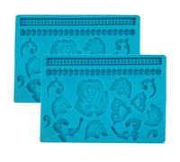 Fondant Molds, 2 Piece Scroll Border Design, Non Stick Tool, Easy Release Silicone, Food Grade Molds for Candy Making, Cake Decorating, Resin Crafts, Baking Projects, 7.76x4.92x0.31 inches