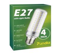 Fondiiz Bombillas LED E27 Luz Fria 6000K, 16W 2200LM Bombilla E27 LED Equivalente a Halógena de 200W, Lampadas LED E27 Maiz Bajo Consumo, 360° Ángulo de haz, AC 220-240V, No Regulable, Paquete de 4