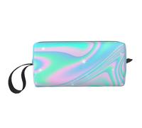 Fondo Abstracto Holográfico En Neón Pastel, Bolsa de Maquillaje Bolsa de cosméticos Bolsa de artículos de tocador de Viaje portátil Bolsa de Maquillaje
