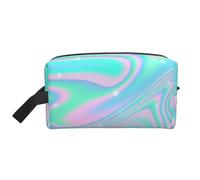 Fondo Abstracto Holográfico En Neón Pastel, Bolsa de Maquillaje Bolsa de cosméticos Bolsa de artículos de tocador de Viaje portátil Organizador de Bolsa de Maquillaje