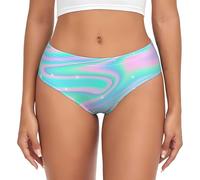 Fondo abstracto holográfico en neón pastel, calzoncillos de apoyo para mujer, ropa interior cómoda y suave para mujer, multicolor, M
