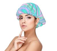 Fondo abstracto holográfico en neón pastel,Gorro de dormir de satén para adultos - Gorro de dormir elástico para mujer, cubrecabello nocturno