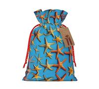 Fondo azul con muchas estrellas de mar impresas festivas y elegantes, bolsas reutilizables para todas tus necesidades de regalo para cada ocasión
