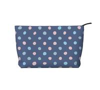 Fondo Azul Marino con Puntos de crayón,Neceser de Pana, Neceser de Maquillaje portátil, Neceser de Viaje