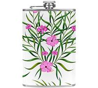 Fondo Blanco de Flores 8 oz Petaca de Acero Inoxidable para Whisky Licor Alcohol con tapón de Rosca Embudo, corrosión Resistente un Buen Regalo para Hombre, Esposo, Padre 227ml