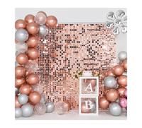 Fondo Brillante para Paredes Panel de Pared con Lentejuelas cuadradas en Dorado champán, decoración for Bodas, Aniversarios, cumpleaños y Fiestas (24 Unidades)(Mirror Champagne)