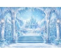Fondo Castillo Hielo y Nieve Pancarta cumpleaños de Princesa 1.5x1m | Fondos de fotografía de copos de nieve cristalinos del país de las maravillas decoraciones de fiesta de Año Nuevo de Navidad