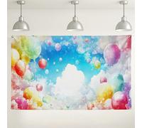Fondo colorido de cielo de globo, fondo de fotografía vibrante con patrón de nube, perfecto para decoraciones de cumpleaños, suministros de fiesta, baby showers y celebraciones, 71 x 43 pulgadas