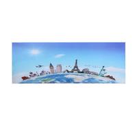 Fondo con monumentos famosos del mundo, fondo con mapa de la Tierra para fiestas de viajes, accesorio para retratos de adultos, fondo duradero de