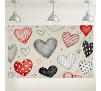 Fondo con patrón de corazón de amor, decoraciones coloridas de corazón para fiesta del día de San Valentín, fondo romántico de fotografía para interiores y exteriores, 71 x 43 pulgadas