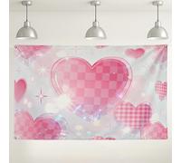 Fondo con patrón de corazón de melocotón, bonito fondo decorativo romántico para fotografía, suministros de fiesta del día de San Valentín, uso en interiores y exteriores, 71 x 43 pulgadas