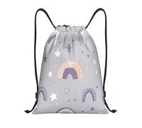 Fondo Con Patrón De Estrellas Arcoíris Pastel Hombre Mujer Mochila Con Cordón Ligera Bolsa De Gimnasio Plegable Mochilas Deportiva Para Senderismo Voleibol Acampada