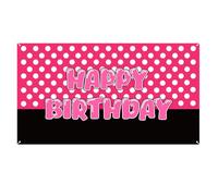 Fondo Cumpleaños Dibujos Animados en Negro y Rosa, Bonito Cartel Feliz Cumpleaños Temática Anime Niñas Decoración Pared para Hogar Temática Animales Dibujos Animados Suministros para Fiestas