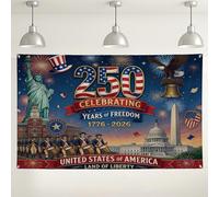 Fondo de 250 años de libertad, decoraciones patrióticas del Día de la Independencia, fondo de fiesta rojo, blanco y azul para eventos del 4 de julio, suministros para interiores y exteriores, 71 x 43