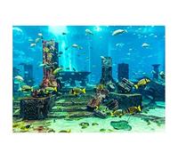 Fondo de Acuario, Papel Pintado de Pecera, Fondo de Terrario, Ruinas de la Ciudad Submarina, Cartel de Acuario, Decoración de Pared de Pecera, Pegatina, Adorno de Acuario,