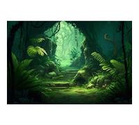 Fondo de acuario verde prehistórico selva exuberante vegetación camino pequeño terrario telón de fondo estilo selva cueva bosque tropical fondo de tanque de peces reptil hábitat telón de fondo vinilo