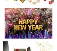 Fondo de Año Nuevo - Decoración 2D | Fondo fotográfico - Fotográfico Feliz Año Nuevo - Banner estacional 100x150 cm para escaparates, oficinas y fotografías, alta resolución, negro oro Fest