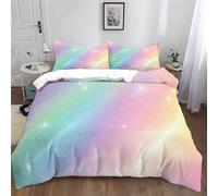 Fondo De Arco Iris De Fantasía Funda Nordica Cama 90 para Niños Adultos Color Nordico Cama 90 con Cremallera cómodo y Transpirable Microfibra Fundas Nordicas 150x200 cm + 2 Fundas de Almohada